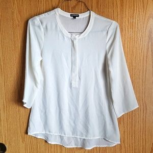Express White 3/4 Sleeves with Zipper Front